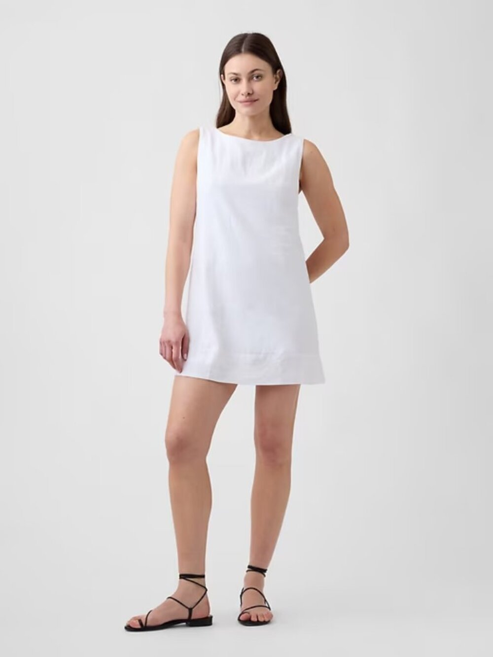 Gap Linen-Blend Mini Shift Dress White XL Tall